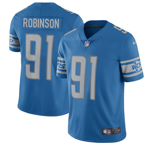 2019 Men Detroit Lions #91 Robinson blue  Nike Vapor Untouchable Limited NFL Jersey style 2->detroit lions->NFL Jersey